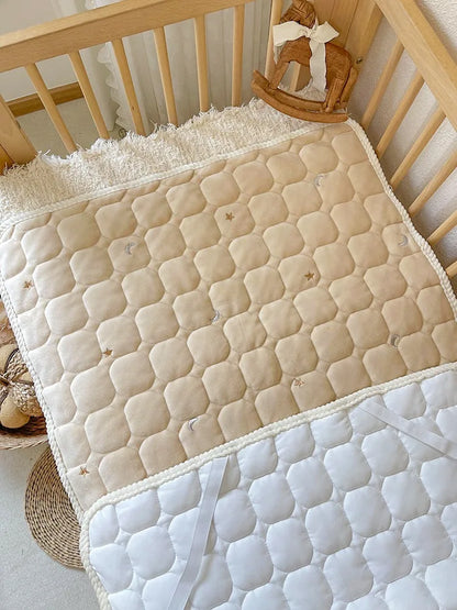 Thickened Cotton Quilted Crib Fitted Sheet Deep Pocket