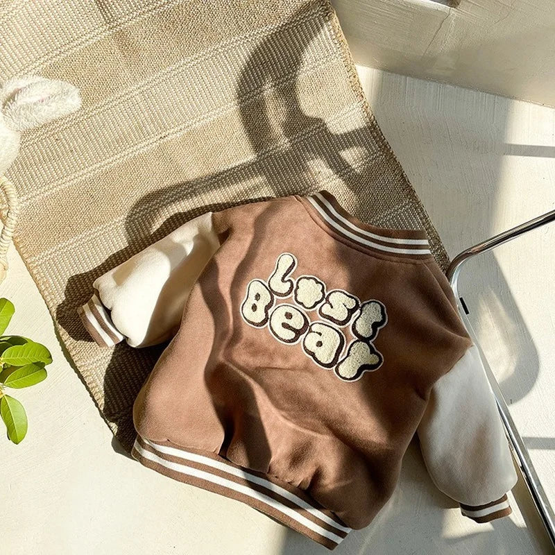 Toddler Fleece Baseball Jacket Warm Winter Kids Outerwear
