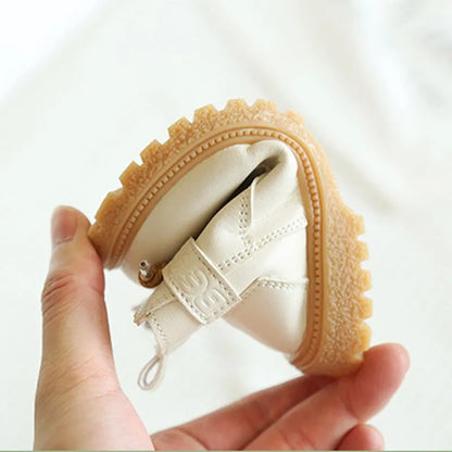 Baby Leather British Style Side Zip Ankle Boots