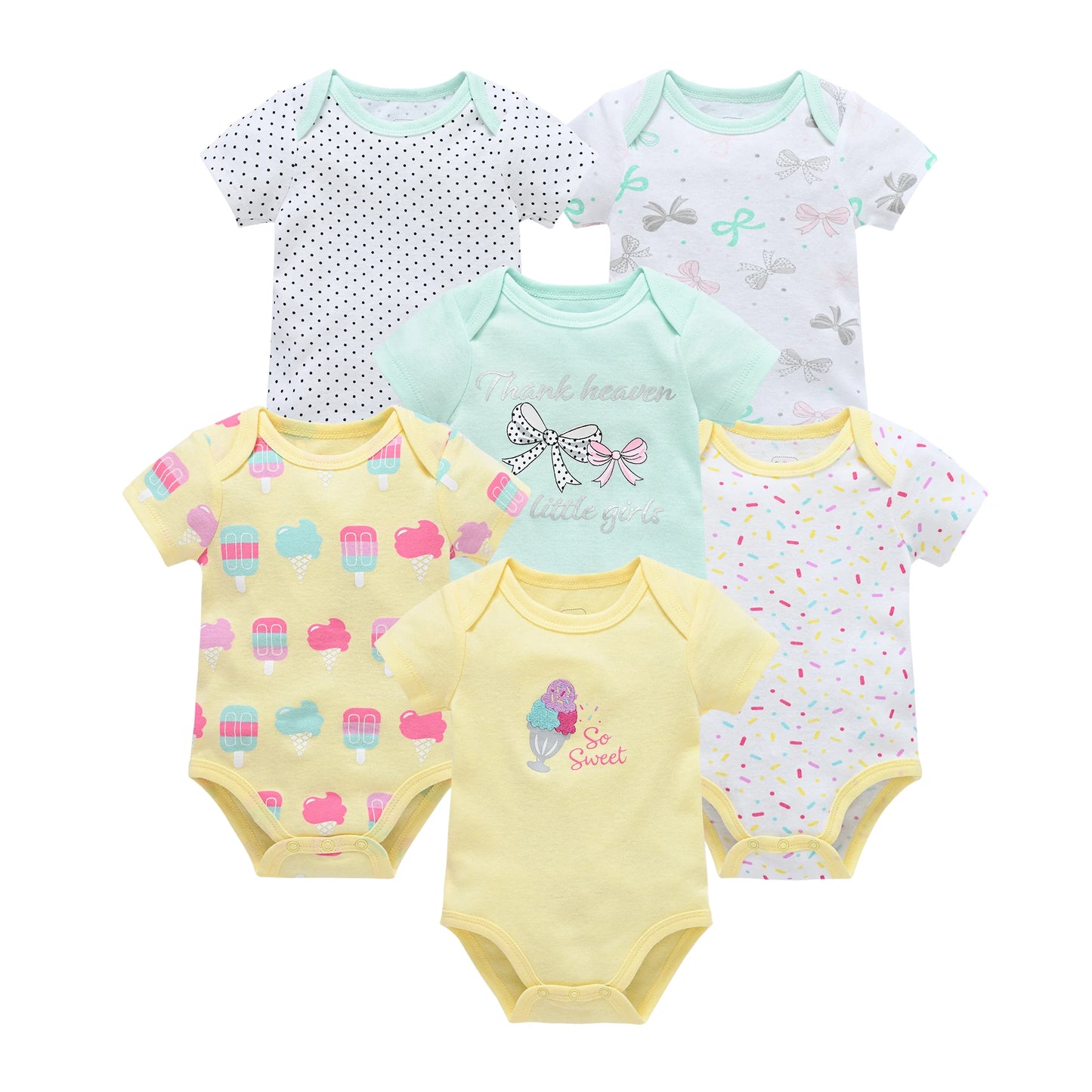 3/6-Piece Cotton Baby Short Sleeve Bodysuit Set