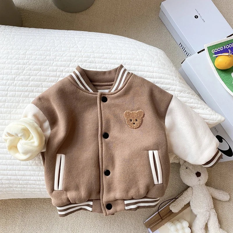 Toddler Fleece Baseball Jacket Warm Winter Kids Outerwear