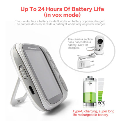 VB603 Wireless Baby Monitor with 3.2-Inch Night Vision Display