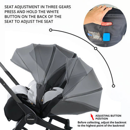 Multi-Functional Foldable Baby Stroller with Adjustable Backrest