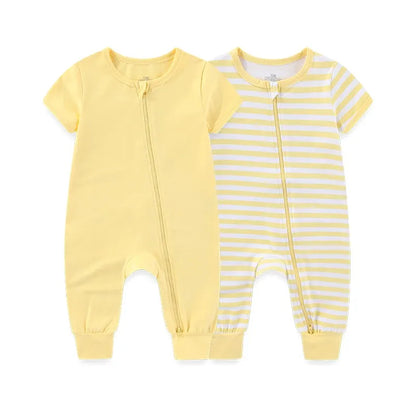 2-Pack Baby Zipper Rompers Short Sleeve Jumpsuit Set