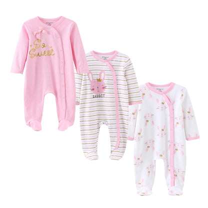 3-Piece Cartoon Cotton Baby Long Sleeve Romper Set