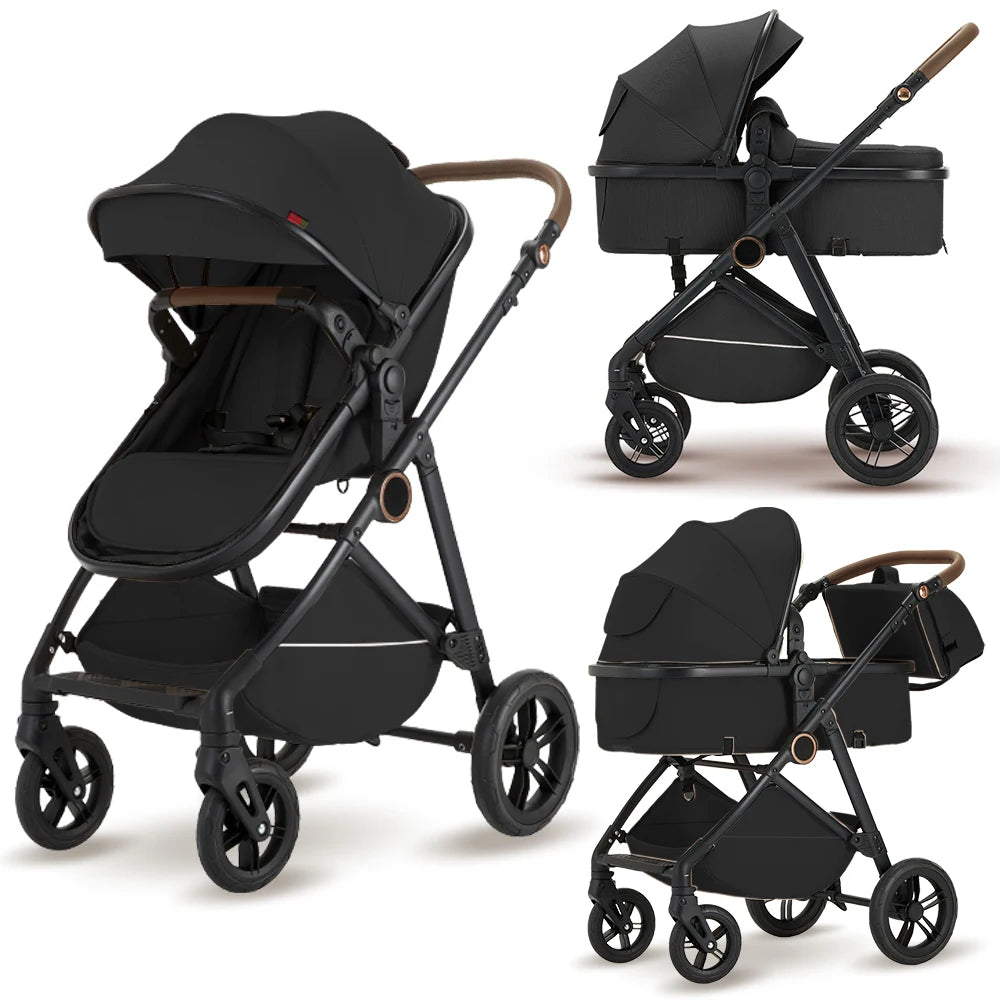 2-in-1 High Landscape Baby Stroller with Canopy