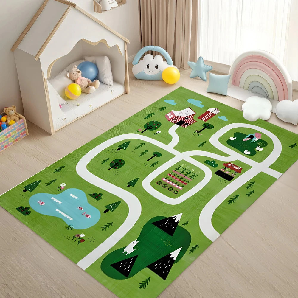 Cartoon Animal Traffic Track Play Mat Kids Carpet