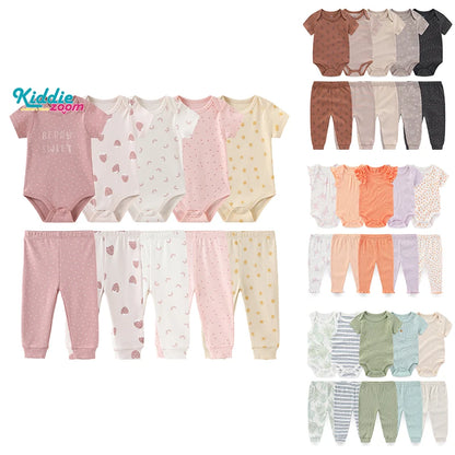 10-Piece Unisex Baby Bodysuits Pants Clothing Gift Set
