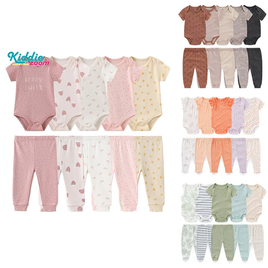 10-Piece Unisex Baby Bodysuits Pants Clothing Gift Set