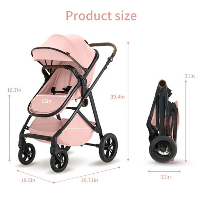 2-in-1 High Landscape Baby Stroller with Canopy