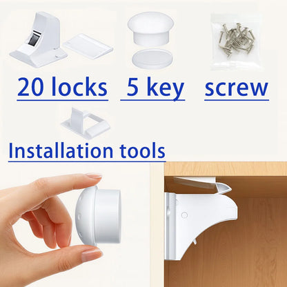 Magnetic Baby Safety Cabinet Locks Self-Adhesive Screw Fixed