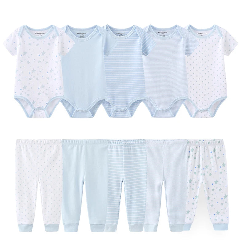 10-Piece Unisex Baby Bodysuits Pants Clothing Gift Set