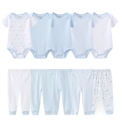 10-Piece Unisex Baby Bodysuits Pants Clothing Gift Set