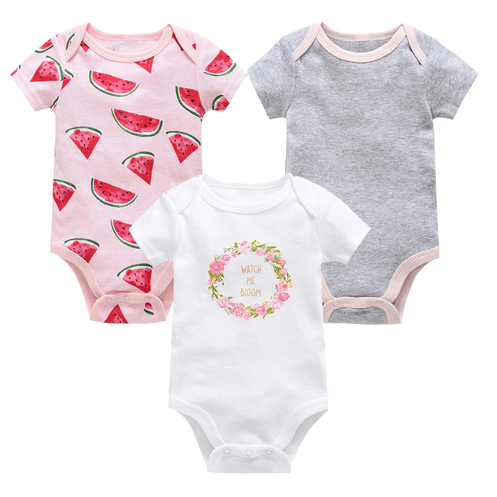 3/6-Piece Cotton Baby Short Sleeve Bodysuit Set