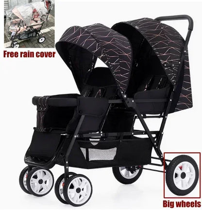 Twin Double Baby Stroller with Front Rear Seats