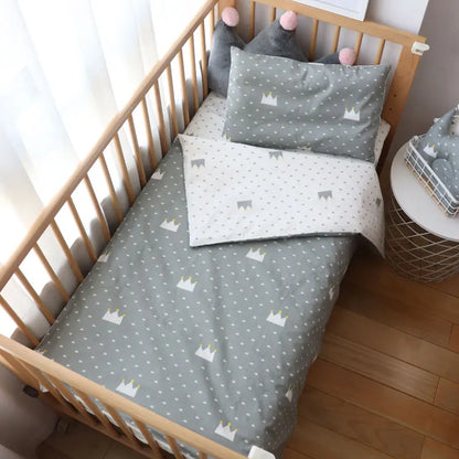 3-Piece Cotton Baby Crib Bedding Set with Duvet