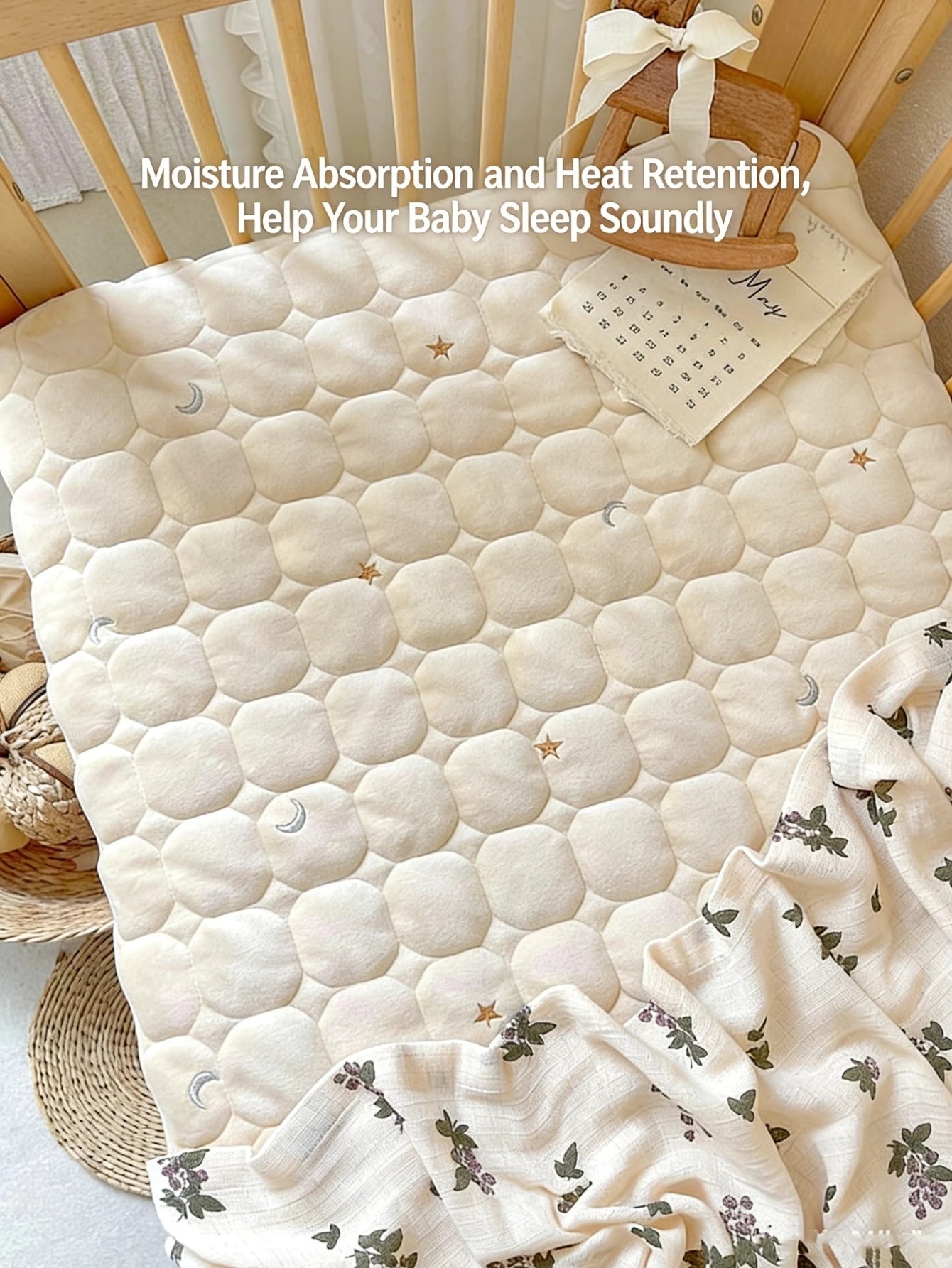 Thickened Cotton Quilted Crib Fitted Sheet Deep Pocket