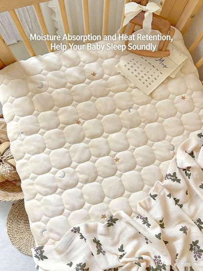 Thickened Cotton Quilted Crib Fitted Sheet Deep Pocket
