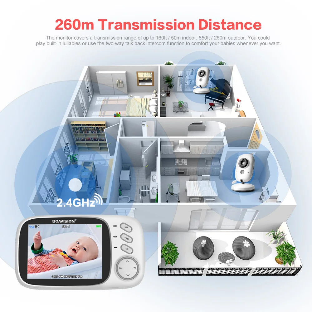 VB603 Wireless Baby Monitor with 3.2-Inch Night Vision Display