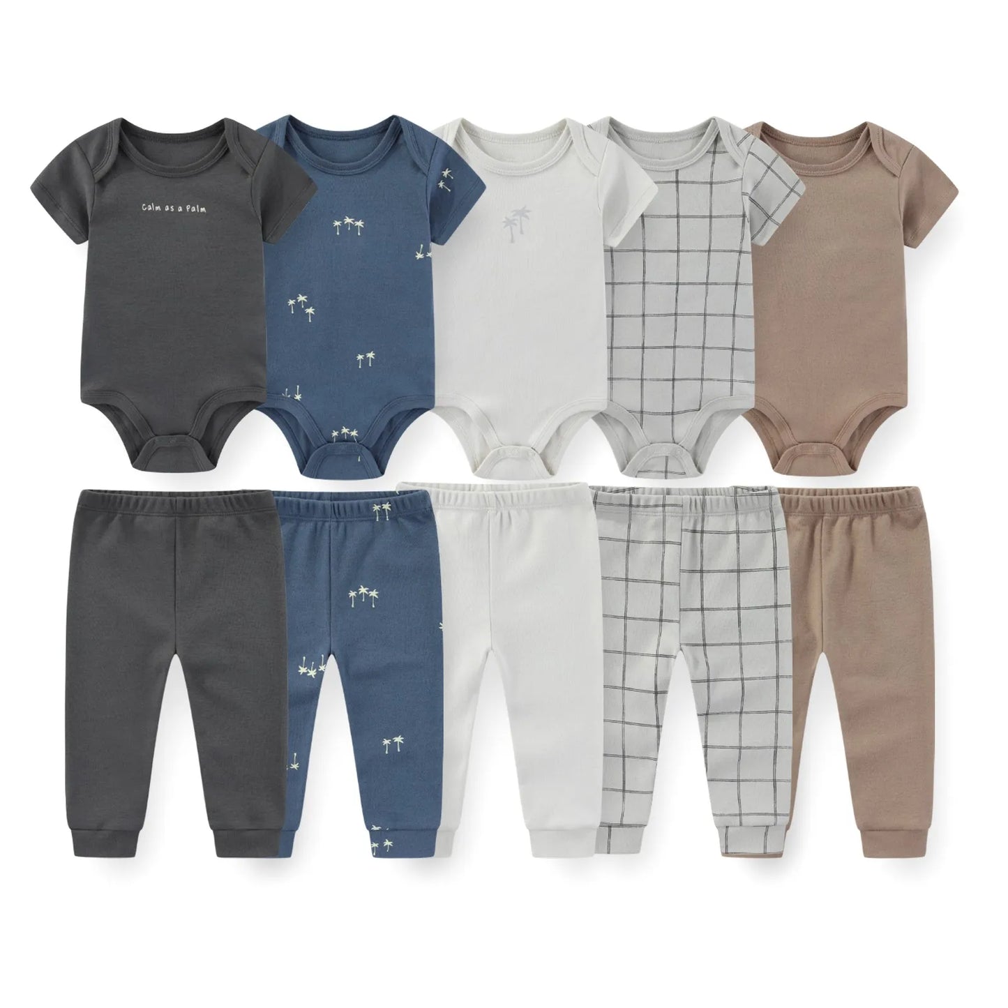 10-Piece Unisex Baby Bodysuits Pants Clothing Gift Set