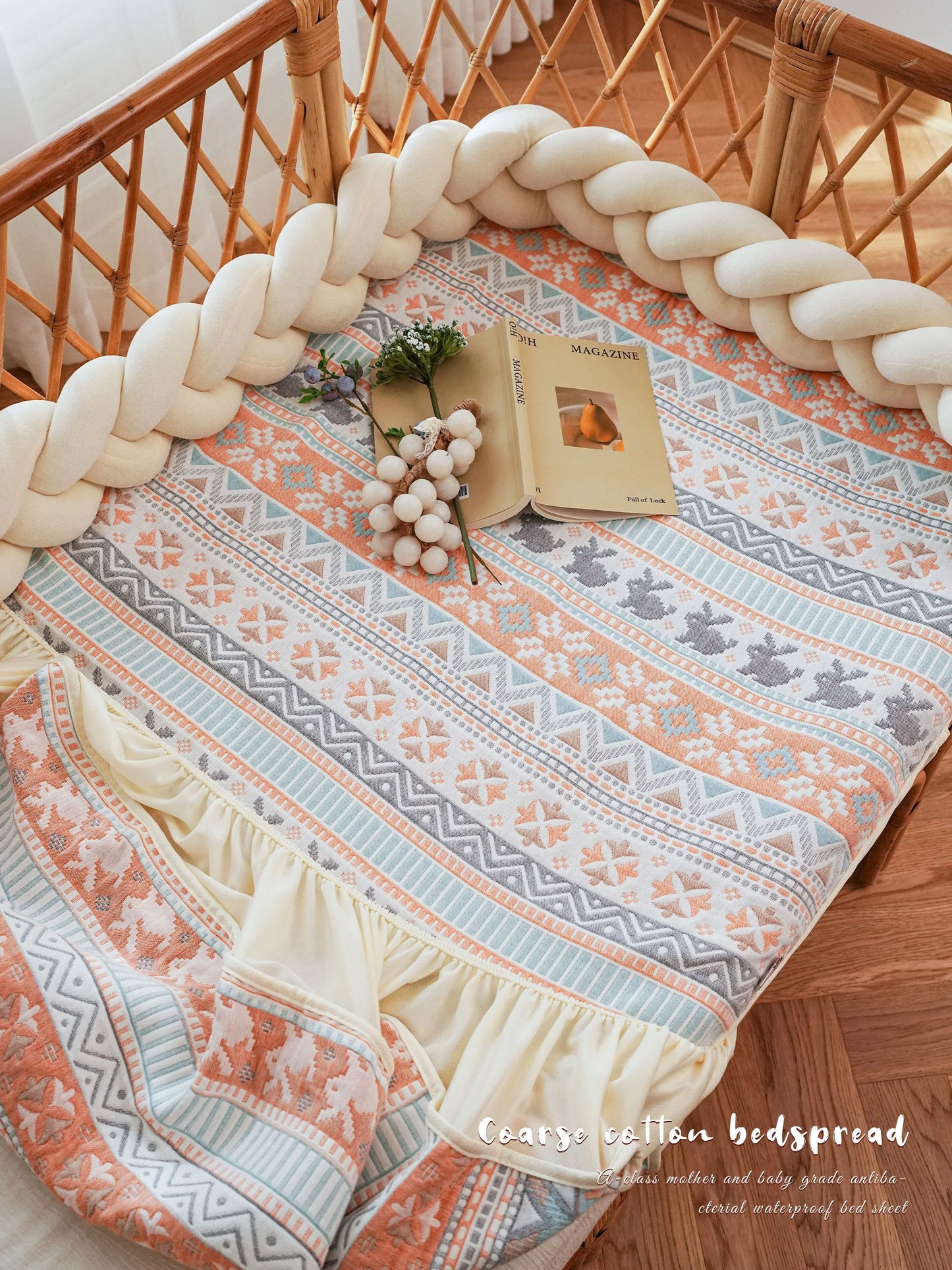 3-Piece Cotton Baby Crib Bedding Set Star Pattern