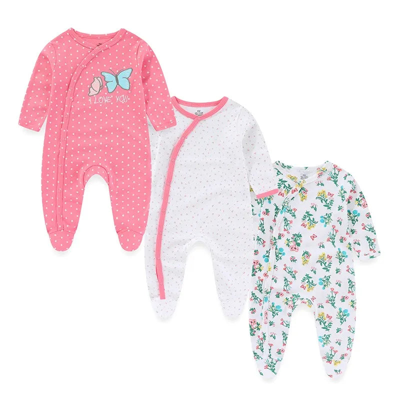 3-Piece Cartoon Cotton Baby Long Sleeve Romper Set