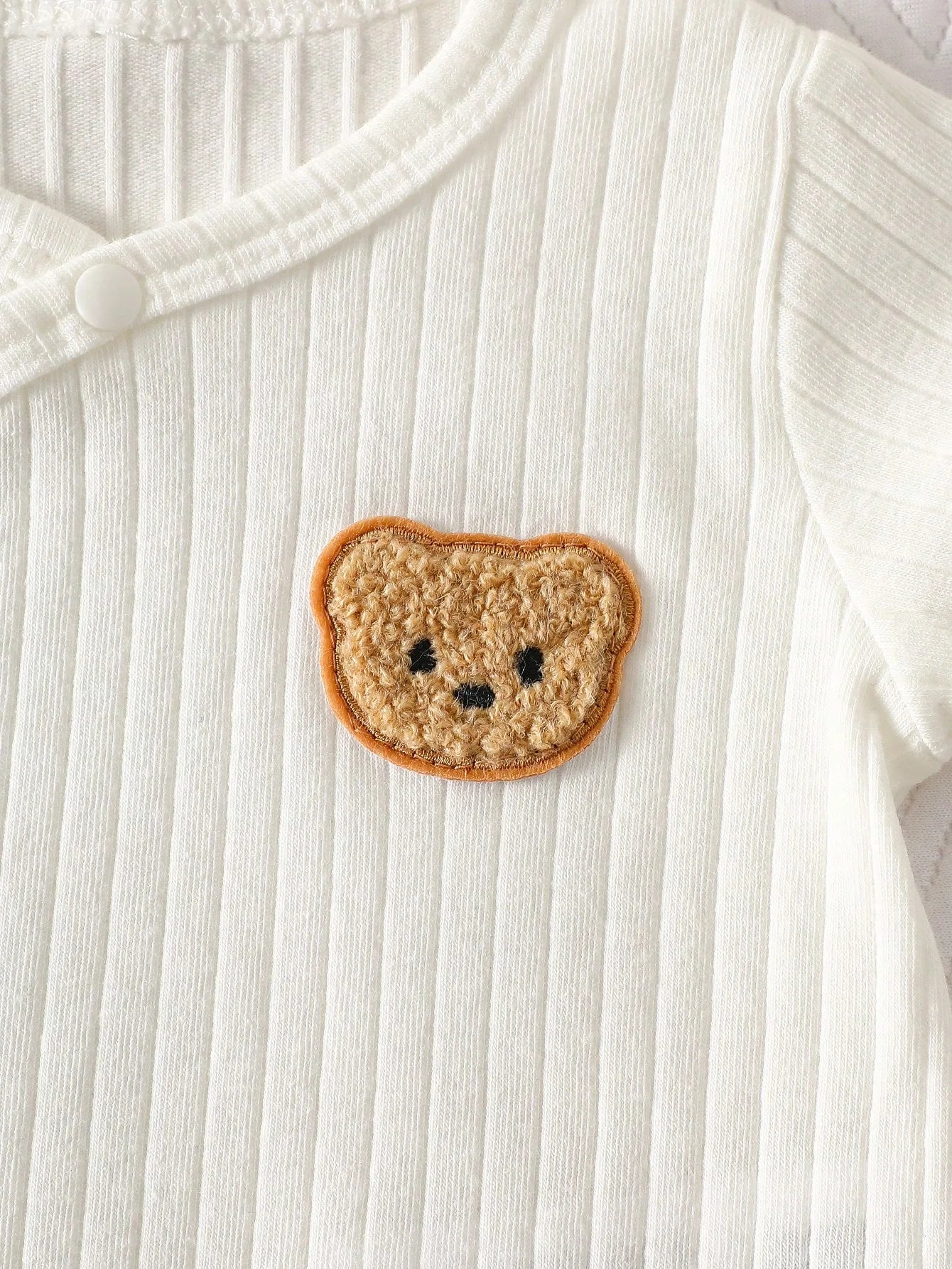 Three-Piece Baby Boy Bear Embroidered Summer Romper Set
