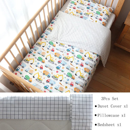 3-Piece Cotton Baby Crib Bedding Set with Duvet
