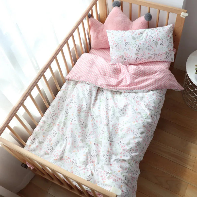 3-Piece Cotton Baby Crib Bedding Set with Duvet