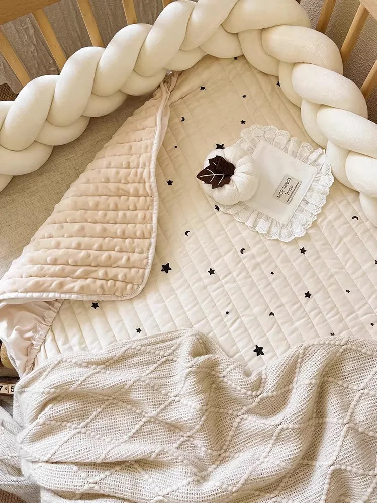 Korean Style Quilted Baby Crib Fitted Mattress Pad