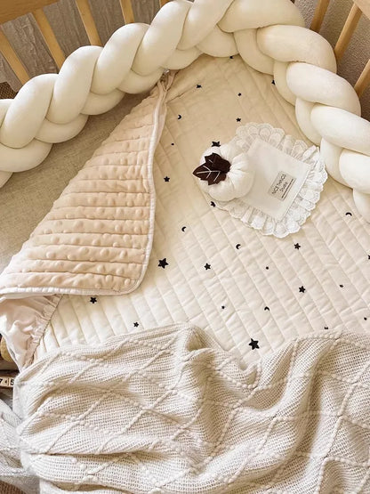 Korean Style Quilted Baby Crib Fitted Mattress Pad