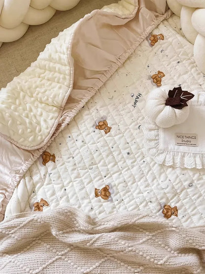 Korean Style Quilted Baby Crib Fitted Mattress Pad