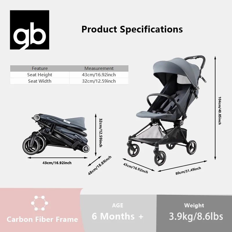 Carbon Fiber Ultra-Lightweight Travel Baby Stroller