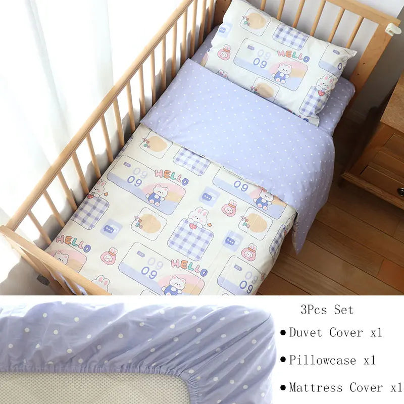 3-Piece Cotton Baby Crib Bedding Set Star Pattern