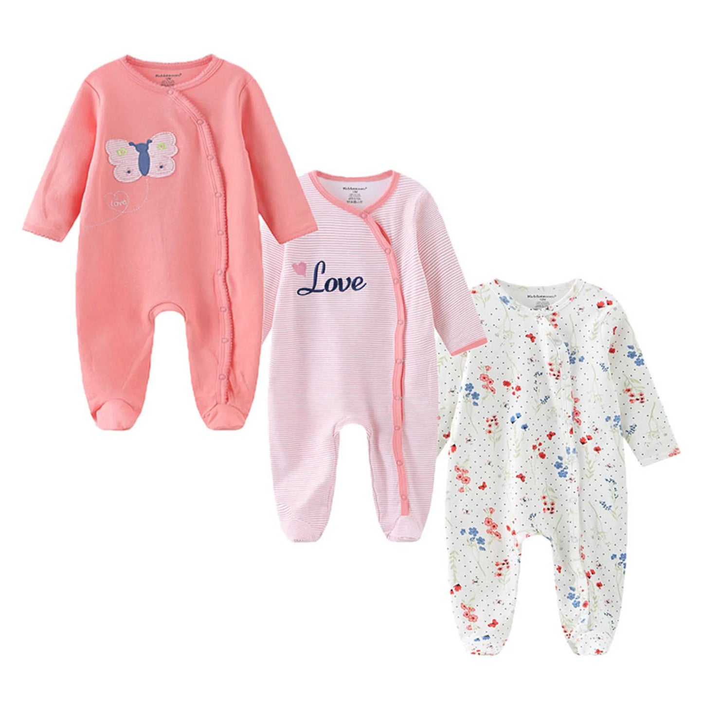 3-Piece Cartoon Cotton Baby Long Sleeve Romper Set