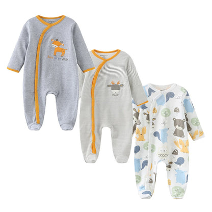 3-Piece Cartoon Cotton Baby Long Sleeve Romper Set