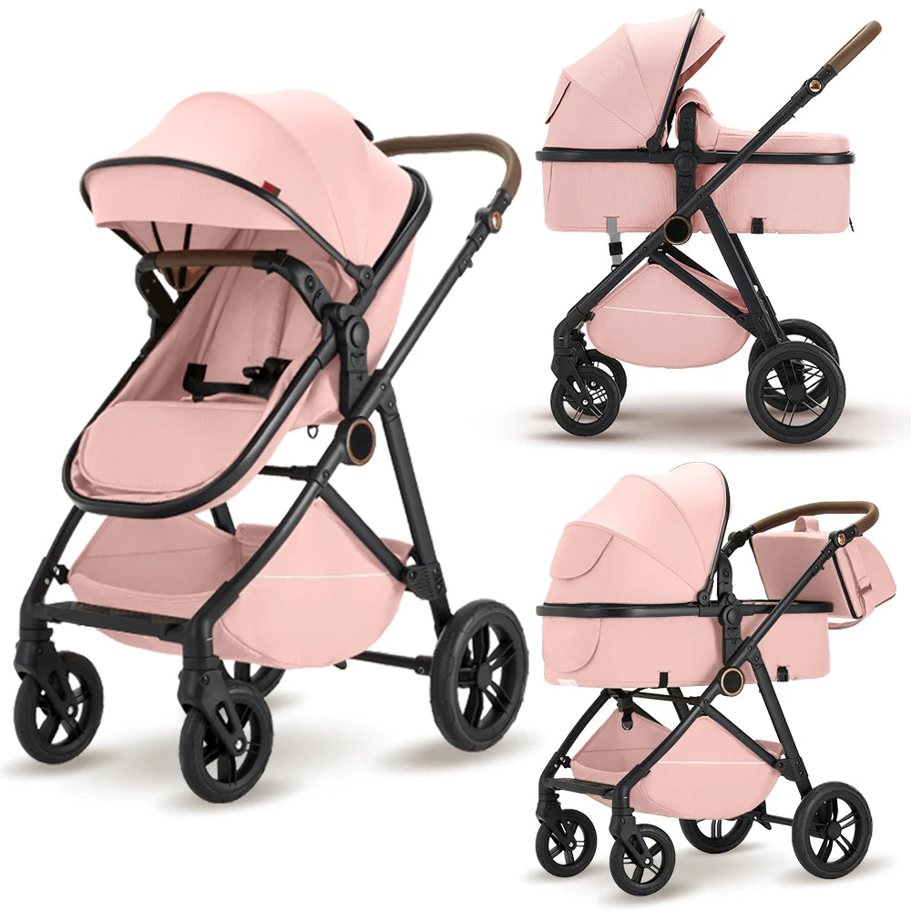 2-in-1 High Landscape Baby Stroller with Canopy