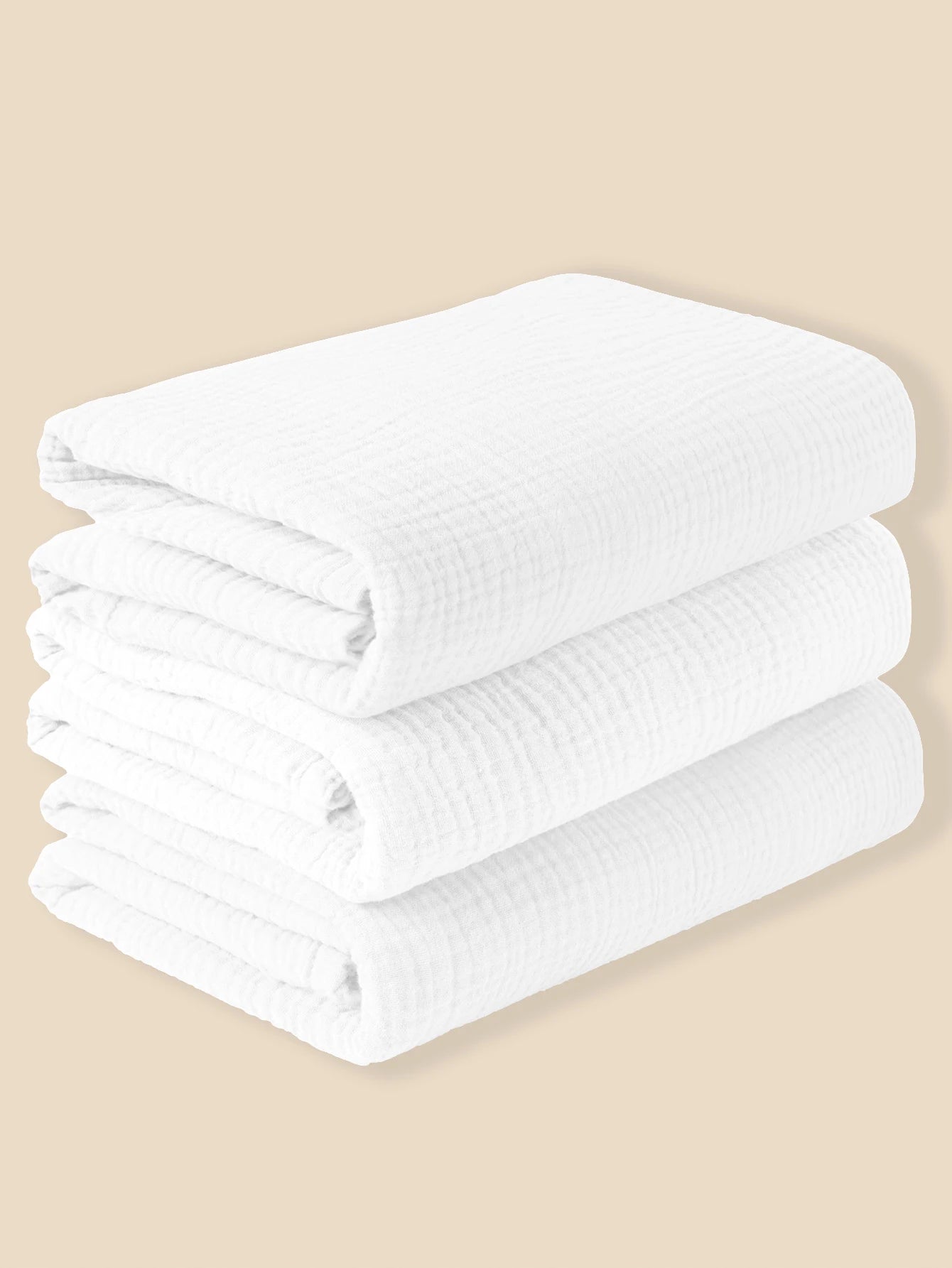 3PCS Soft Breathable Muslin Baby Receiving Swaddle Blanket Set