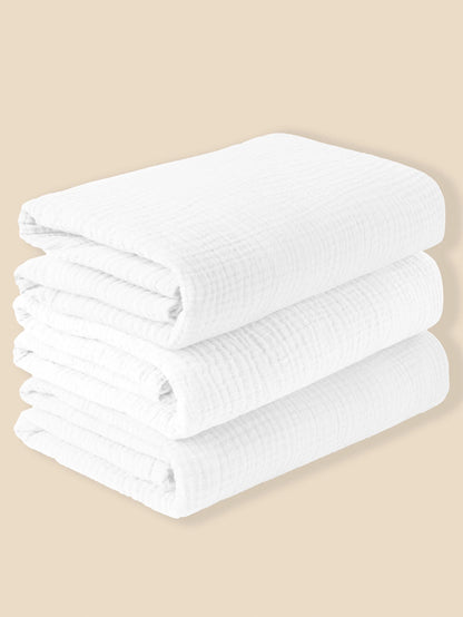 3PCS Soft Breathable Muslin Baby Receiving Swaddle Blanket Set