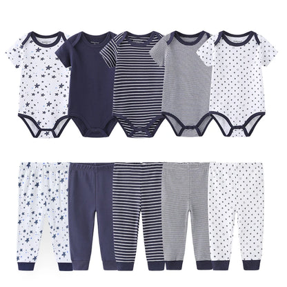 10-Piece Unisex Baby Bodysuits Pants Clothing Gift Set