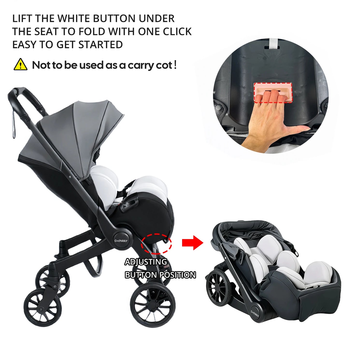 Multi-Functional Foldable Baby Stroller with Adjustable Backrest
