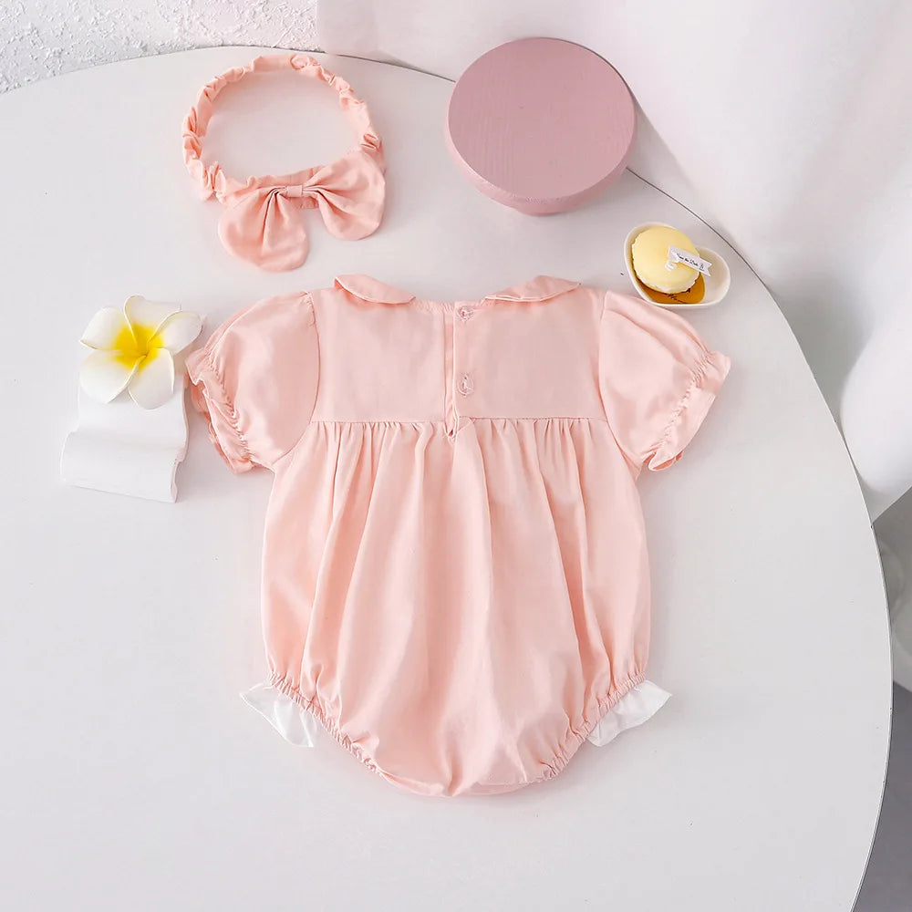Summer Baby Girl Short Sleeve Triangle Romper Jumpsuit