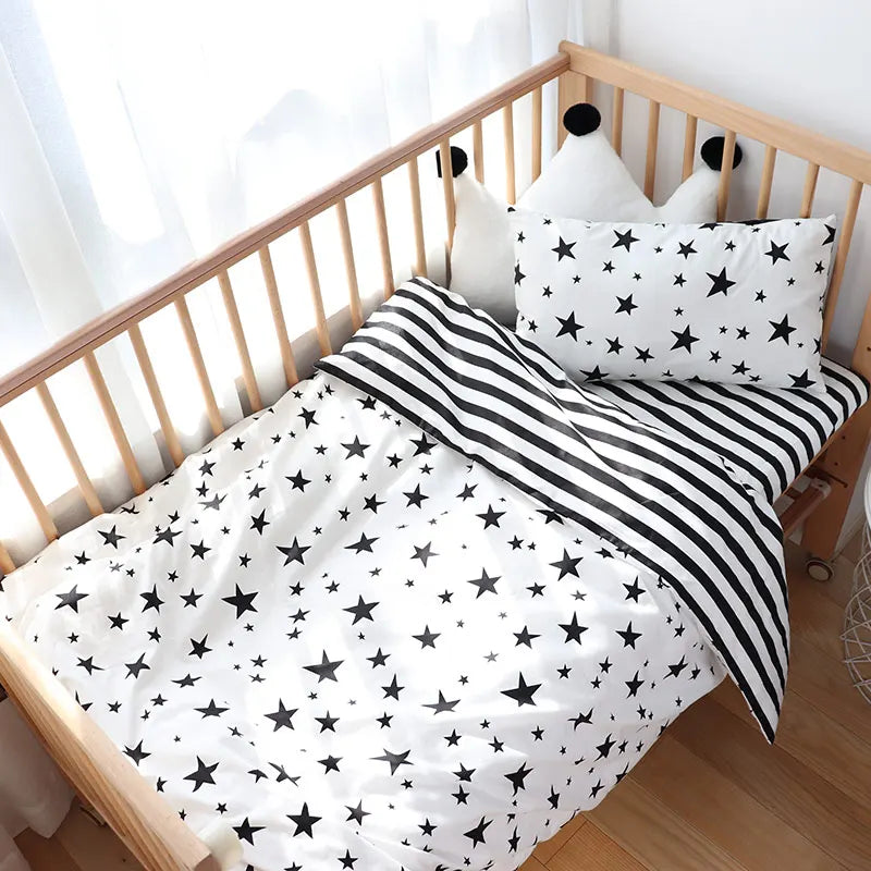 3-Piece Cotton Baby Crib Bedding Set Star Pattern