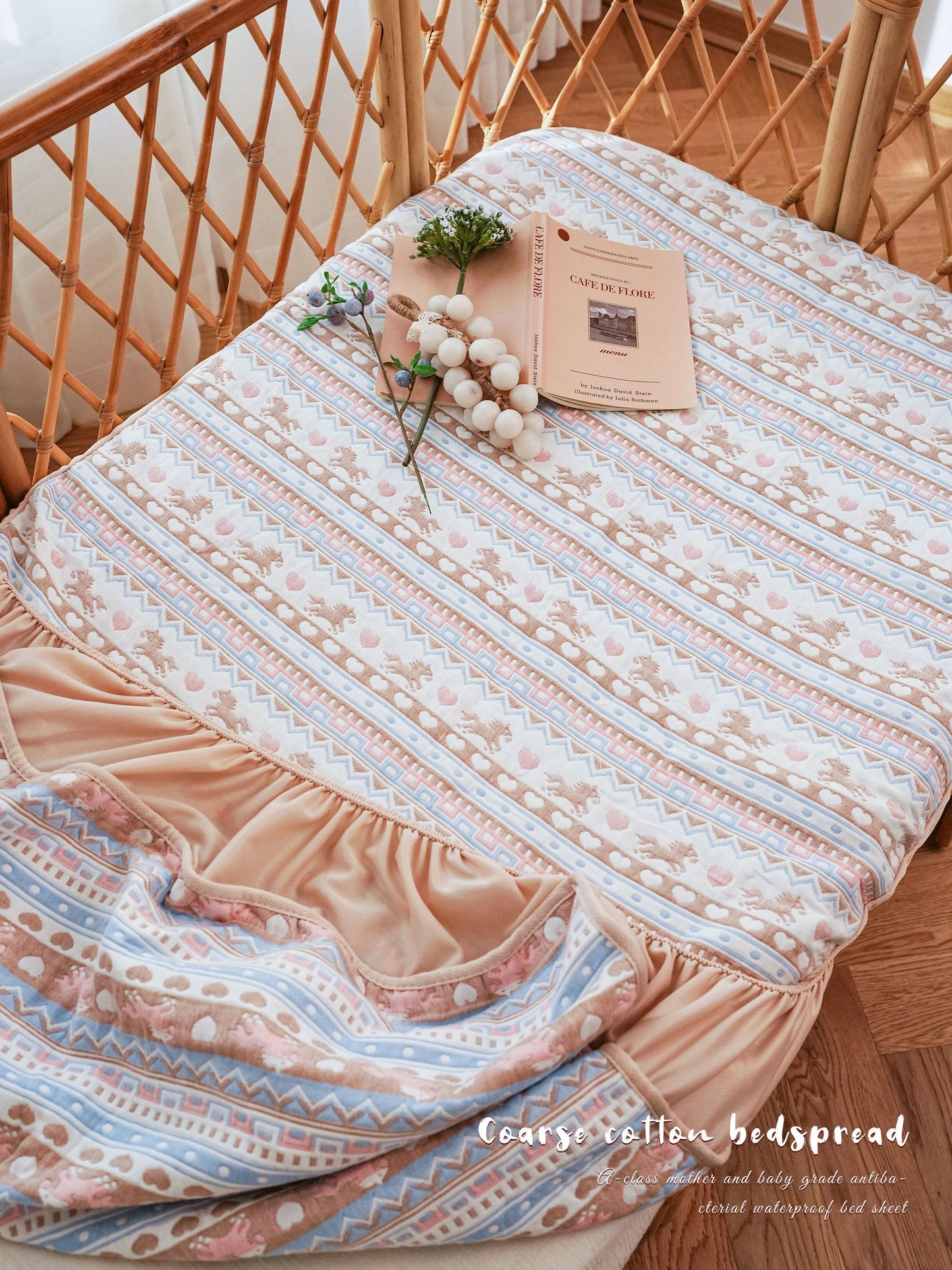 3-Piece Cotton Baby Crib Bedding Set Star Pattern