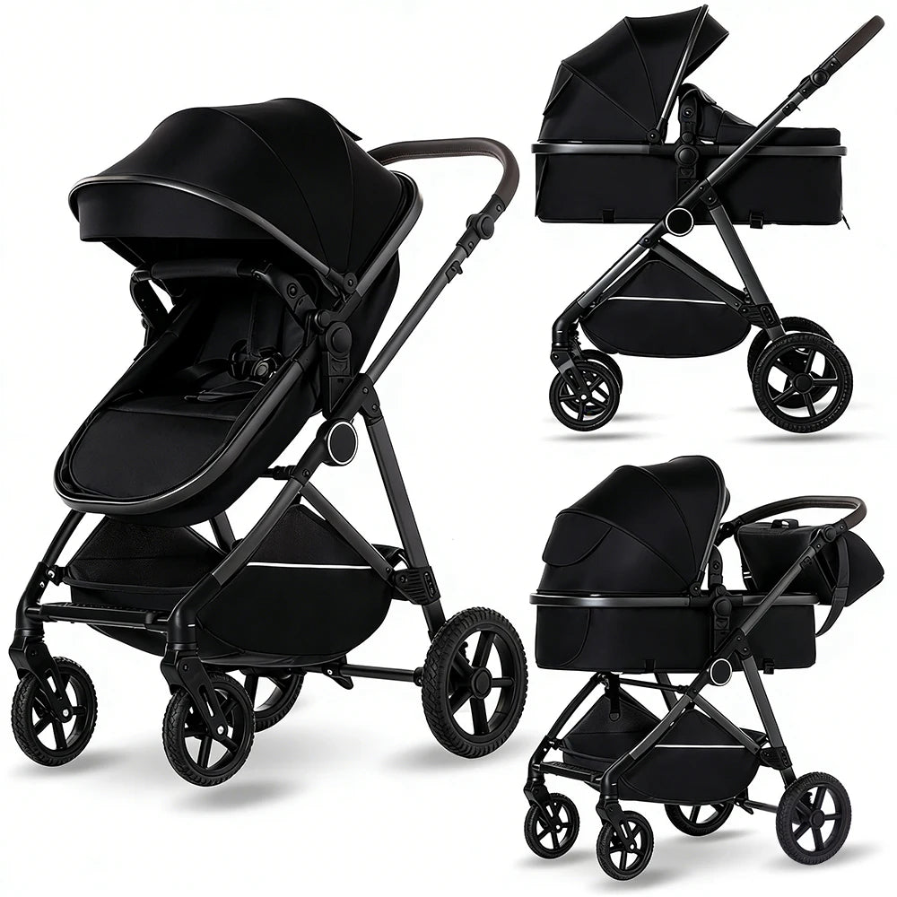 2-in-1 High Landscape Baby Stroller with Canopy