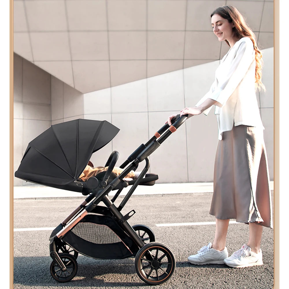 Convertible High Landscape Baby Stroller with Reversible Seat