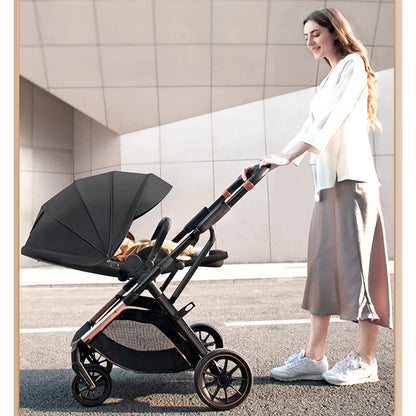 Convertible High Landscape Baby Stroller with Reversible Seat