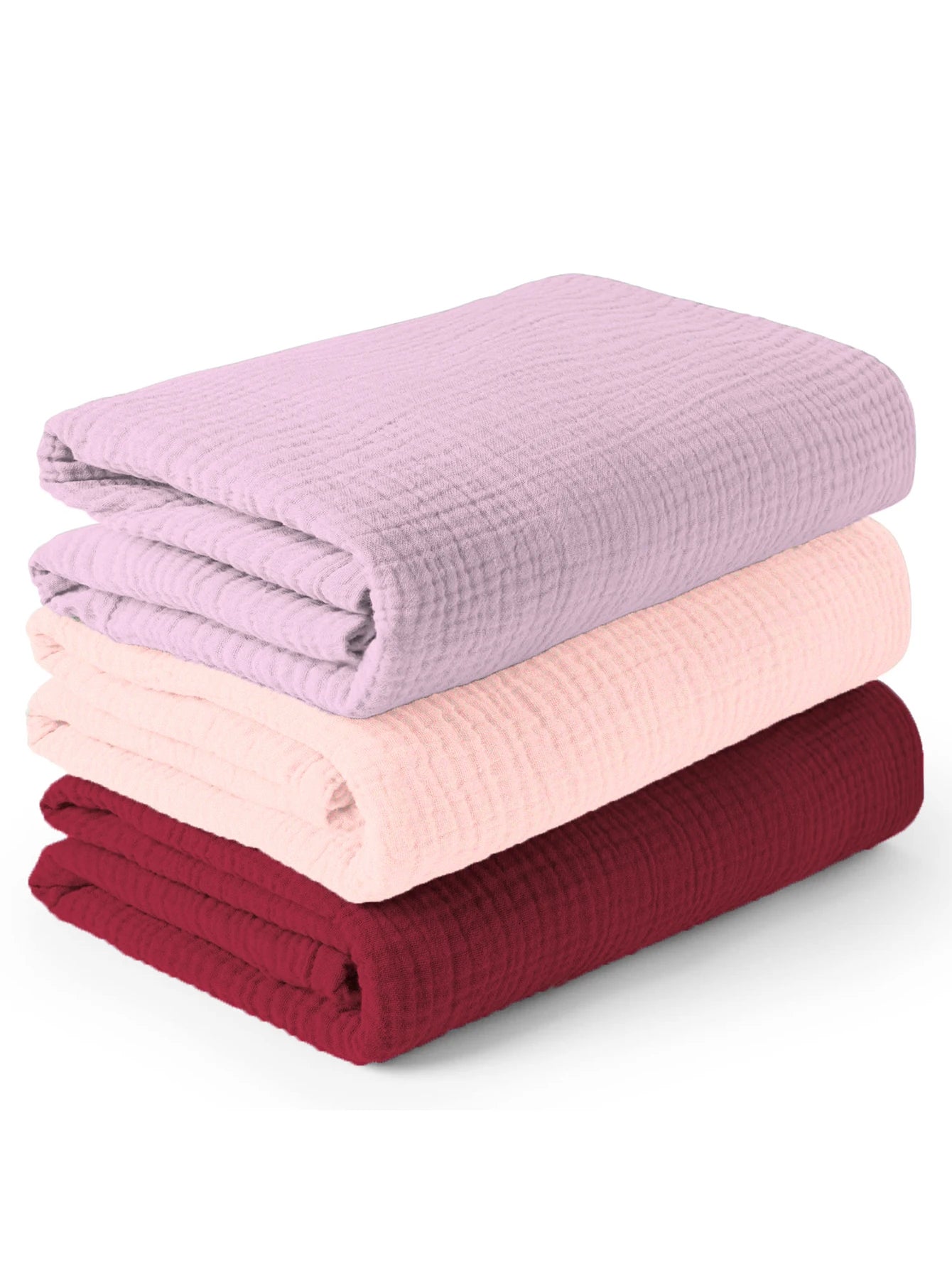 3PCS Soft Breathable Muslin Baby Receiving Swaddle Blanket Set