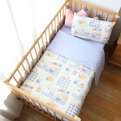 3-Piece Cotton Baby Crib Bedding Set with Duvet