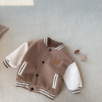 Toddler Fleece Baseball Jacket Warm Winter Kids Outerwear